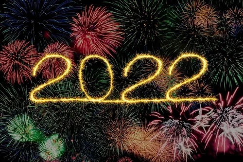С Новым Годом 2022 Картинки желто-красный знак