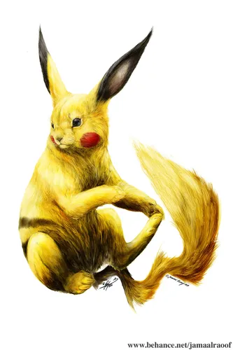 Пикачу Картинки желтый кролик с красным носом