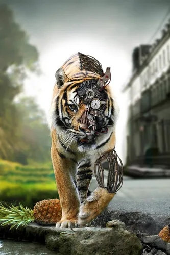 Тигр Обои на телефон статуя тигра на скале