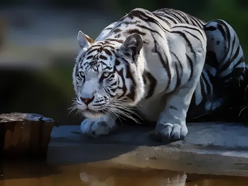 Тигр Обои на телефон белый тигр идет по скале