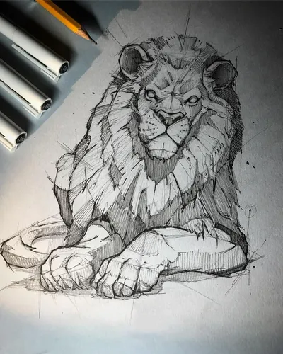 Для Срисовки Карандашом Картинки рисунок льва