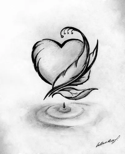 Для Срисовки Карандашом Картинки черно-белый рисунок сердца