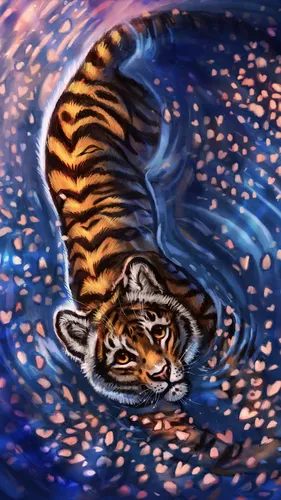Тигра Картинки тигр в бело-голубом одеяле