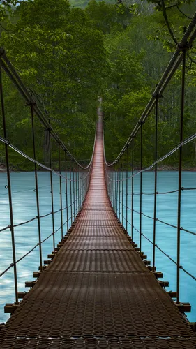 Красивые На Телефон Картинки металлический мост с деревьями сбоку