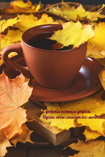 Красивые С Добрым Осенним Утром Картинки чайник чая на столе