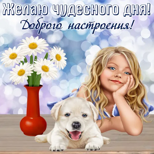 Поднятия Настроения Хорошего Дня Прикольные Картинки девочка с собакой