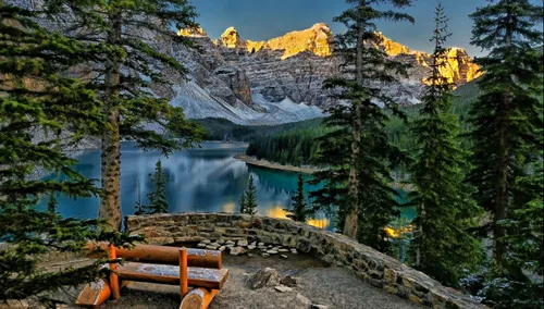 Природа Картинки скамейка с видом на озеро