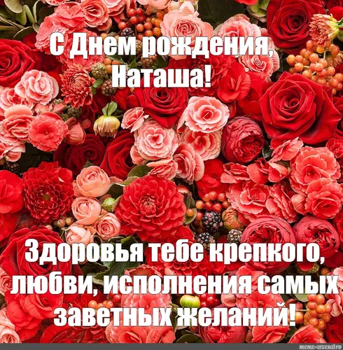 С Днем Рождения Наташа Картинки букет красных роз