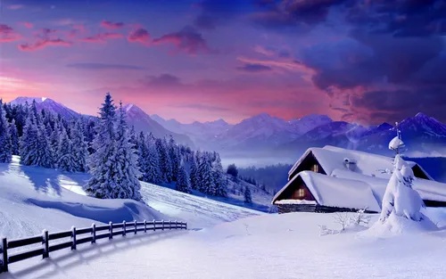 Зимние Картинки домик в снегу