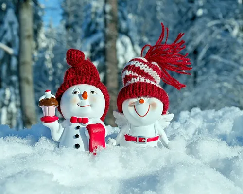 Зимние Картинки группа снеговиков на снегу