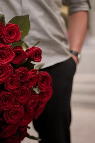 С Цветами Картинки человек, держащий букет красных роз