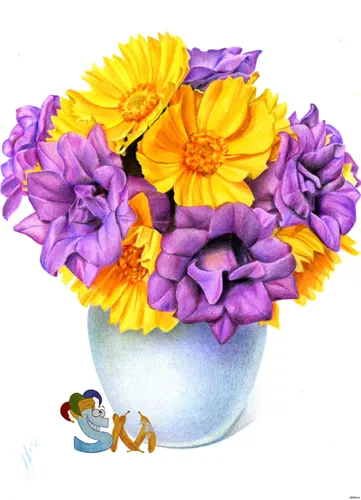 С Цветами Картинки ваза с разноцветными цветами