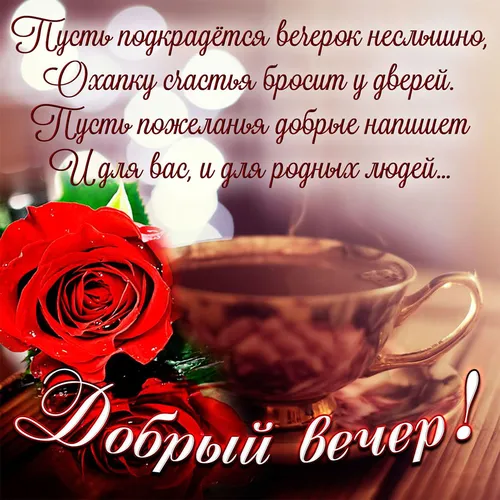 Добрый Вечер Красивые Картинки роза и чашка чая