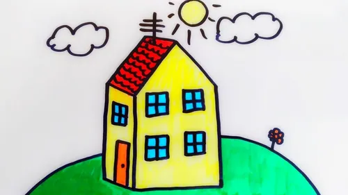 Дом Свинки Пеппы Картинки желтый дом с красной крышей