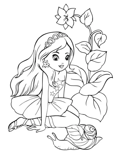 Для Девочек Картинки рисунок девушки с цветком и бабочкой