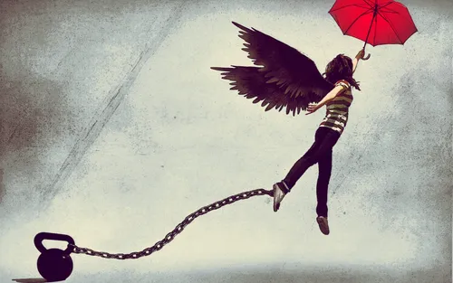 На Аву Для Девушек Со Смыслом Картинки человек, летящий с красным зонтом