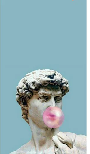 Дерзкие Обои на телефон статуя человека с розовым воздушным шаром во рту