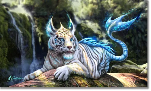 Тигр Картинки тигр с голубыми крыльями