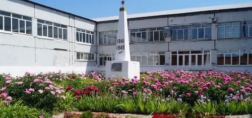 Школа Картинки здание с множеством окон и цветов перед ним