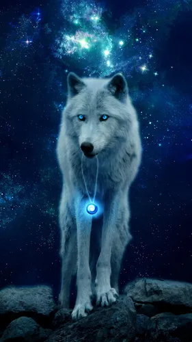 Волк Картинки белый волк с синим светом