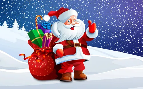 Дед Мороз Картинки Санта-Клаус с подарком