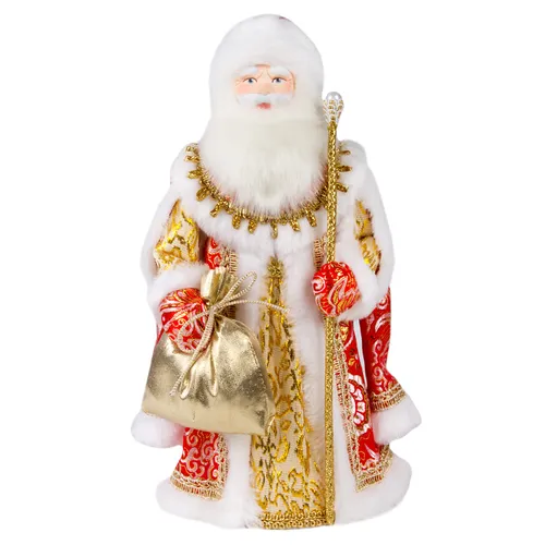 Дед Мороз Картинки белый манекен в золотисто-красном платье и золотом ожерелье