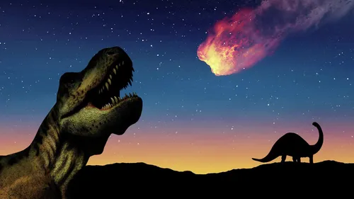 Динозавры Картинки пара динозавров перед звездным небом