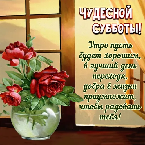Доброе Утро Суббота Картинки ваза с красными цветами