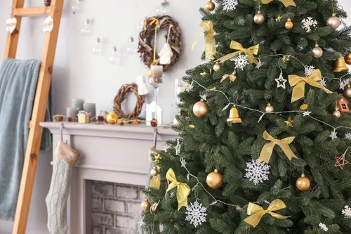 Картинка Новогодняя Картинки рождественская елка с золотыми звездами