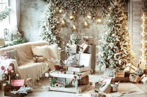 Картинка Новогодняя Картинки гостиная с рождественскими украшениями