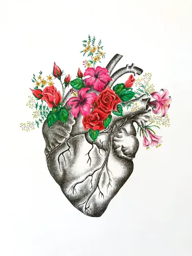 Картинка Сердце Картинки ваза с цветами