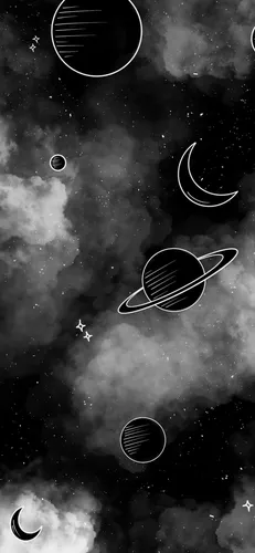 Необычные Обои на телефон черно-белое изображение луны и звезд