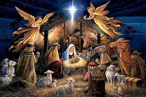 С Рождеством Христовым Картинки картина группы людей с животными