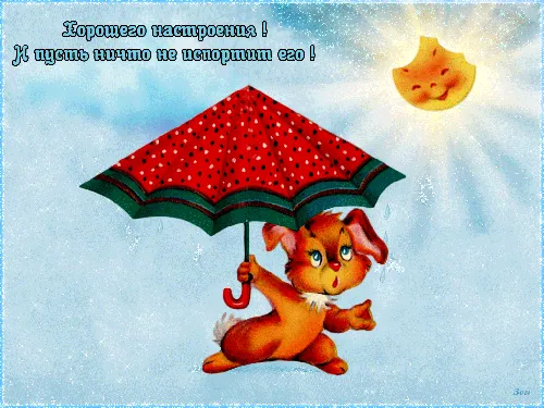 кошка с красным зонтом