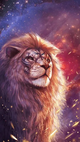 Лев Картинки лев со звездным небом позади