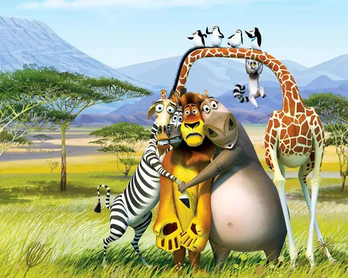 Мультяшные Картинки группа жирафов с поднятыми головами
