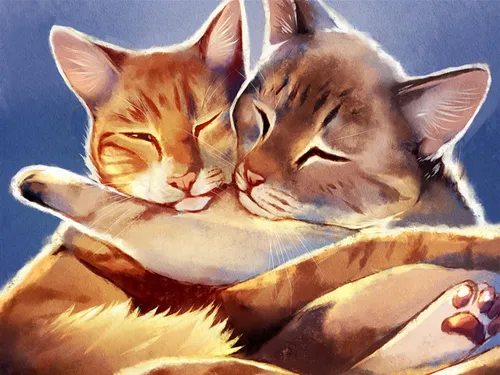 Обнимашки Картинки кошка и котенок