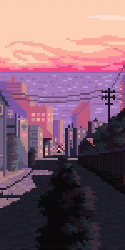 Пиксельные Картинки красочное небо над городом