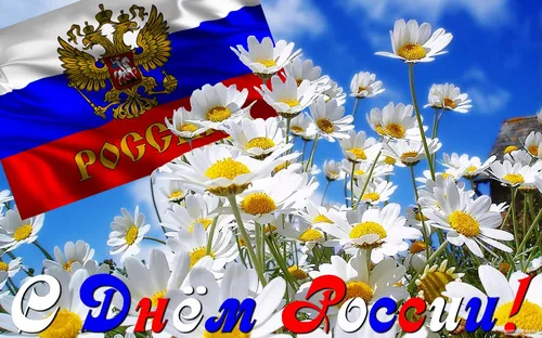 С Днем России Картинки флаг и цветы