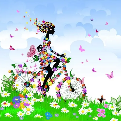 Весенние Картинки человек прыгает в воздухе с цветами и травой