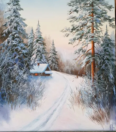 Доброе Снежное Утро Картинки дом на заснеженной дороге