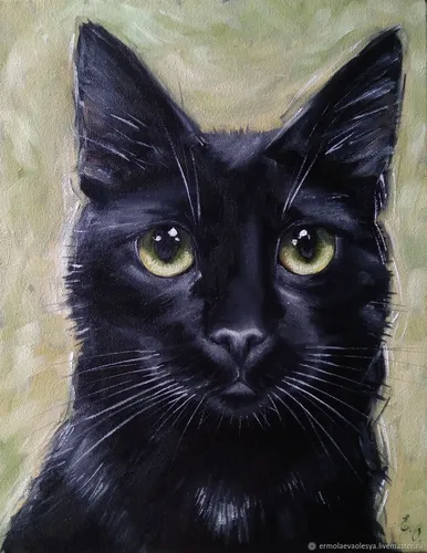 Кошки Картинки черная кошка с зелеными глазами