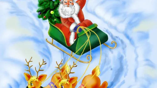 Новогодние Для Срисовки Картинки Санта-Клаус верхом на зелено-желтой игрушке