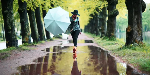 Осенние Картинки человек, бегущий под дождем с зонтом