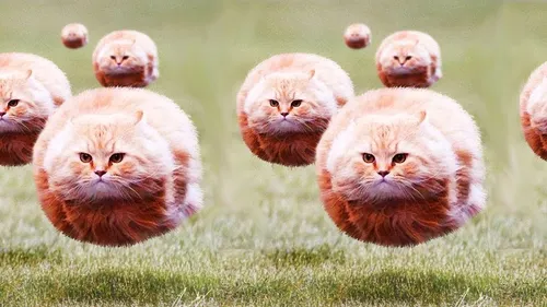 Смешные Фото группа котят в кругу на траве