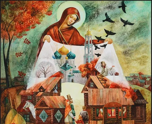 Клэр Ассизская, Покров Пресвятой Богородицы Картинки картина религиозной сцены