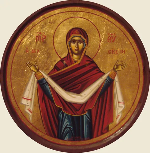 Паращева Балканская, С Покровом Картинки красно-золотой круг с человеком, держащим крест