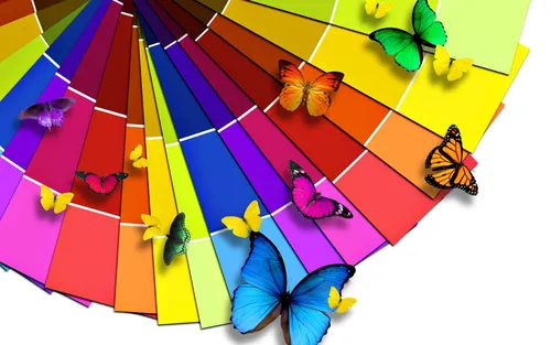Яркие Картинки группа бабочек на разноцветной бумаге