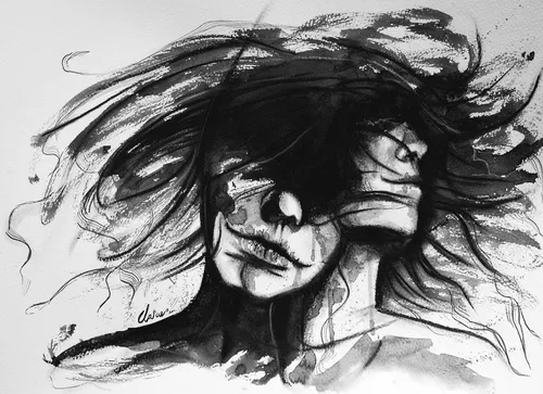 Депрессивные Картинки черно-белый рисунок человека с большими усами