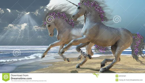 Единорогов Картинки группа лошадей бежит